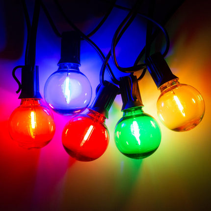 Multicolor G40 Replacement Light Bulbs for Christmas Lights, E12/C7 Candelabra Base,1 Watt Shatterproof LED Globe Light Bulbs, Multi-Color: Red/Green/Blue/Orange/Yellow