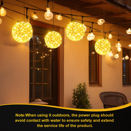 VIHOSE 4 Pcs 5.5 Inch Sphere Christmas Lighted Ball Warm Hanging Lights Christmas Lights Hanging Cherry Design LED Ball for Christmas Indoor Outdoor Garden Gate Party Patio Tree Window Wedding Decor