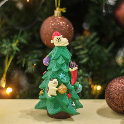5.1 Inch Resin Christmas Cat Tree - Perfect for Office, Home or - Adorable Mini Christmas Tree with Cute Cat Kitten Figurines Cute Christmas Decoration for Cat Lovers