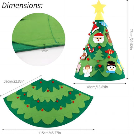 LNV DIY Felt Christmas Tree Set with 27pcs Ornaments,Montessori Felt Christmas Tree,Kids Christmas Tree Christmas Decorations for Toddlers Xmas s Small Christmas Tree Toys for Kids (Round)