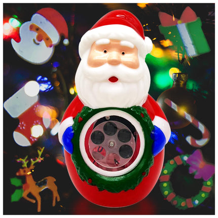 Santa Christmas Projector Light USB Indoor Light with Auto Rotating Reindeer, Wreaths, Candy Canes, Socks 6 Patterns Slides for Kids Christmas Room Decorations, Year Xmas
