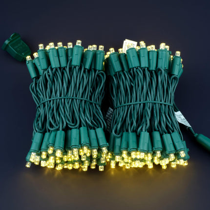 LED Wide Angle Christmas Lights, Pack of 2 Sets 25 Ft 100 LED Green Wire 5mm Lights Set, UL Commercial Grade Holiday String Light (Warm White)
