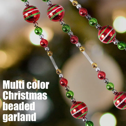 Klikel Christmas Acrylic Garland 10 Feet Long Red Green Gold and Silver