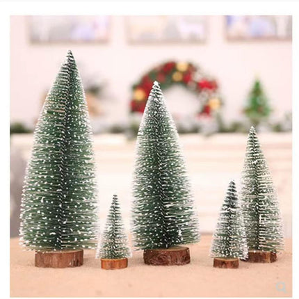 2pcs 12inch Mini Christmas Tree Bottle Brush Trees Chrismas Village Trees Ornaments Mini Plastic Christmas Trees with Wooden Base for Christmas Decoration Miniature Chrismas Tree (12inch 2pcs)