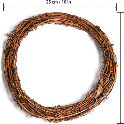 Grapevine Wreath Set, Marrywindix 4 Pieces Natural Vine Branch Wreath Christmas DIY Rattan Wreath Garland for Christmas Holiday Craft Wedding Decor (10 in.)