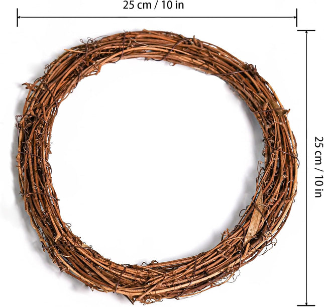 Grapevine Wreath Set, Marrywindix 4 Pieces Natural Vine Branch Wreath Christmas DIY Rattan Wreath Garland for Christmas Holiday Craft Wedding Decor (10 in.)