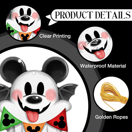 36 Pcs Halloween Cartoon Mouse Christmas Tree Ornaments, Ghost Jack O Lantern Pumpkin Sally Cardboard Tree Hanging Decorations Set, Funny Home Decor Holiday Party Supplies with Gold Rope