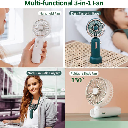 Portable Fan Neck Fan Desk Fan Hand Fan 3In1, 2000Mah Rechargeable Battery Operated Fan With Aromatherapy Tablet, Rotating Person