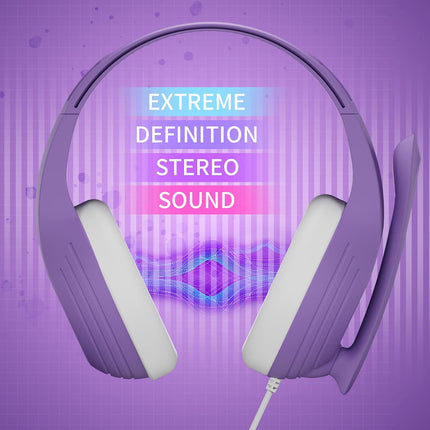 Anivia A9 Pro Purple Headset with Microphone, Stereo Sound Wired Headphones for Teen Girls Boys, Noise Cancelling Microphone with 3.5MM Jack for PC/Tablet/Game/Kindle/School/Travel/Online Learning