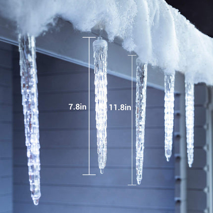 Toodour Christmas Icicle Lights, 20 icicles 90 LED Icicle Lights, Outdoor Indoor Crystal Ice String Lights, Connectable LED Christmas Lights - White Icicle Lights for Christmas Decor Holiday Party