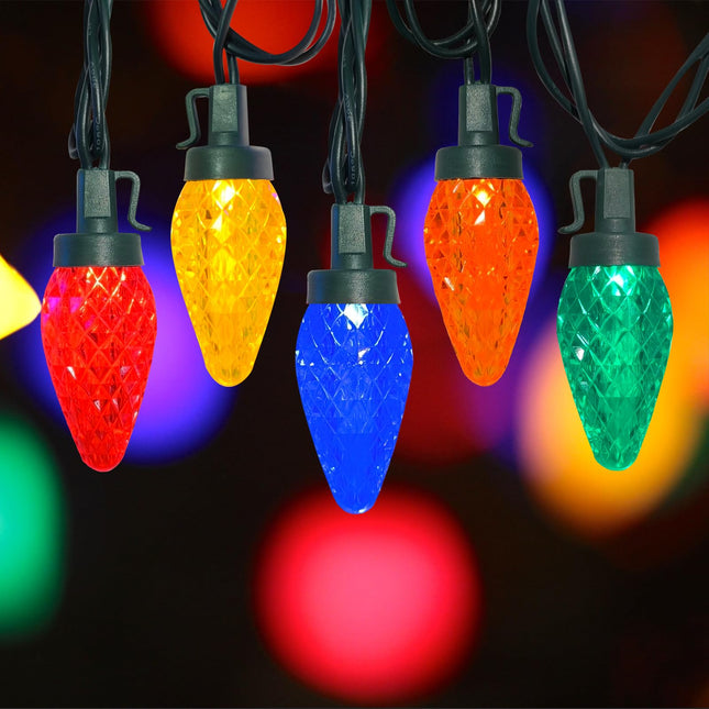 C9 LED Christmas Lights Outdoor, 25Ft Strawberry String Lights 25 LED Multicolor Christmas Lights, Plug in Vintage Christmas Lights for Garden Camping Party Xmas Tree Wedding Christmas Decor