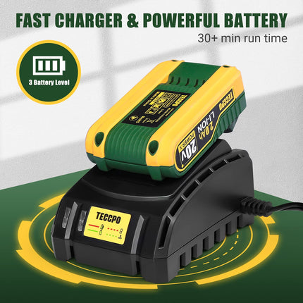 TECCPO Cordless Blower/Sweeper, 20V 2.0Ah Lithium Battery, Fast Charger, 145MPH, 18000RPM, Dust Bag, Electric Blower for Blowing Dust, Small Trash, Car, Computer Host, Hard-to-Clean Corner