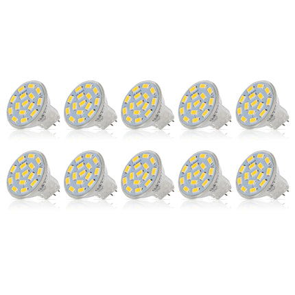 Simba Lighting LED MR11 Flood Light Bulbs (10 Pack) 12V 3W 20W Halogen Replacement 2-Pin 240lm for Landscape, Accent, Track Lights, and Christmas Tree Fiber Optics, GU4 Bi-Pin Base, 5000K Daylight