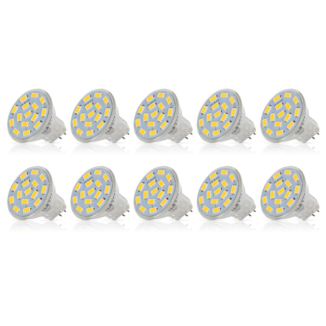 Simba Lighting LED MR11 Flood Light Bulbs (10 Pack) 12V 3W 20W Halogen Replacement 2-Pin 240lm for Landscape, Accent, Track Lights, and Christmas Tree Fiber Optics, GU4 Bi-Pin Base, 5000K Daylight