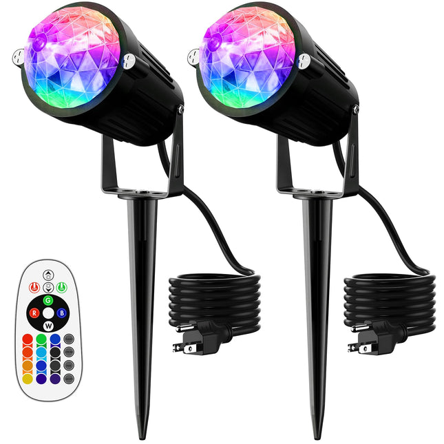 Christmas Lights Spot Lights Outdoor Christmas Decorations RGB SpotLights Landscape Lighting with Remote Control Waterproof Spot Lights for Yard with Remote 16 Color Halloween Lights Outdoor 2 Pack