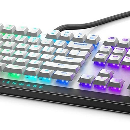 New Alienware Low-Profile RGB Gaming Keyboard AW510K Light, Alienfx Per Key RGB Lighting, Media Controls and USB Passthrough, Cherry MX Low Profile Red Switches, Lunar light