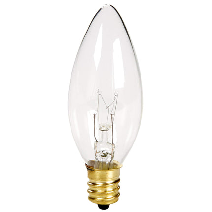 Holiday Joy - Crystal Clear Torpedo Tip Candelabra Replacement Bulbs - Great for Electric Window Candle Lamps - 7W - 120 Volts - E12 (12 Pack)
