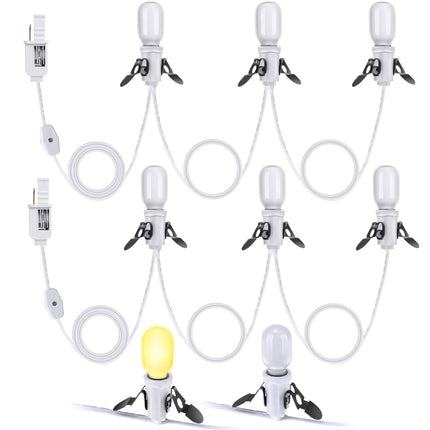 Accessory Cord with 3 LED Light, 8 Ft Halloween Christmas Village Cord Lights Bulb Accessories, Warm White LED Light Bulb for Halloween Blow Mold Light Replacement House Ceramic Trees(2 Pack)