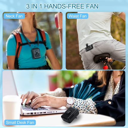 8000Mah Waist Fan With 32H Working Time, Portable Mini Shirt Fan With 3 Speeds, Battery Powered HandsFree Wearable Body Fan