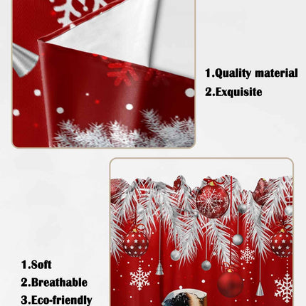 Christmas Red Snowman Swag Valance Curtains for Kitchen 36"W x 36"L Christmas Ball Xmas Tree Short Swag Topper for Small Windows Winter Snowflake Rod Pocket Curtains for Bedroom Bathroom Living Room