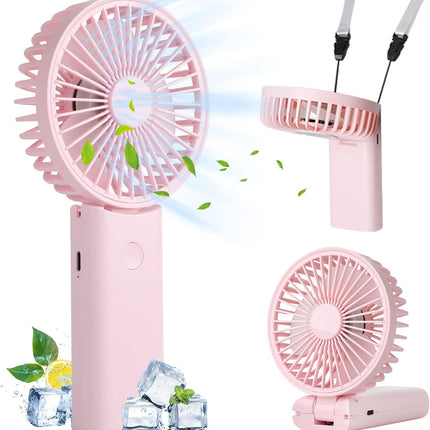 Handheld Fan, 3 In 1 Portable Fan,90°Foldable Desk Fan, Neck Fan, Hand Fan, 3 Adjustable Speeds Usb Rechargeable Personal Pocket