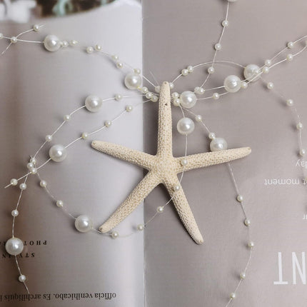 Beaded Starfish Garland Christmas Decorations 2M/80 Natural Starfish Christmas Beaded Garland with 6PCS Finger Starfish for Christmas Tree Ornaments Home Decoration Beach Party Mermaid Garland