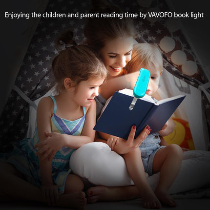 VAVOFO USB Rechargeable Book Light, Blue Light Blocking, Amber Light Clip On Bookmark Shaped Reading Light, Eye Care 6 LEDs Book Light for Bookworms Reading in Bed with 9 Lighting Modes (Blue)