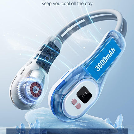 Bladeless Neck Fan Cooling Wearable Fan With Led Light Lcd Display Portable Personal Fan Neck Air Conditioner With Battery Rechar