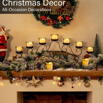12PCS Battery Operated Tea Lights Votive Flameless Candles with Timer 6hrs On 18 Hrs Off for Christmas Thanksgiving Home Wedding Party Decor