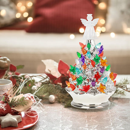 135 Pcs 7 Kinds of Ceramic Christmas Tree Replacement Light Bulbs, Ceramic Tree Medium Multicolor Twist Light Ornaments, Included Christmas Tree Star Heart Angel Topper