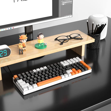 Camiysn Wired Mechanical Gaming Keyboard, 100 Keys Compact Gaming Keyboard with Number Pad LED Blue Backlit Yellow Switches Keyboard for PC Laptop, White