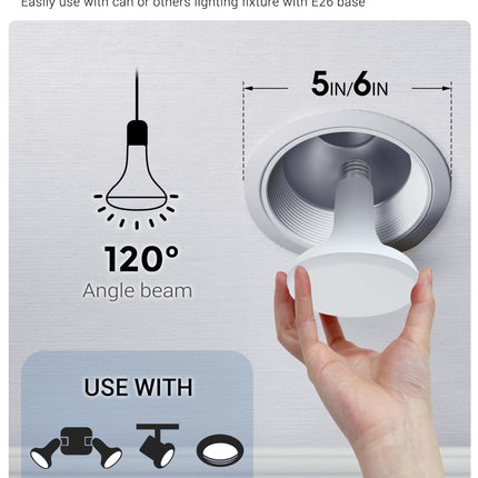 JandCase Christmas Light Bulbs, Red BR30 Flood Light Bulb, 11W(100W Equivalent) LED Recessed Light Bulbs, 900lm, Non-Dimmable, E26 Base, 2 Pack,Christmas Decor