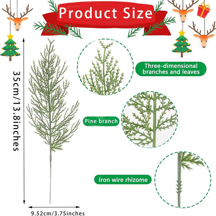 100 PCS Artificial Pine Branches Faux Pine Sprigs Leaves Christmas Decoration Fake Christmas Greenery Stems Plastic Pine Picks -for DIY Craft Festive Home Decor(Green-100PCS)