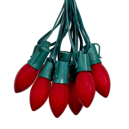 Novelty Lights 25FT C9 LED Ceramic Plastic Christmas Lights (25 Bulbs) Novelty Lighting, C9 Christmas Lights Outdoor (Red)