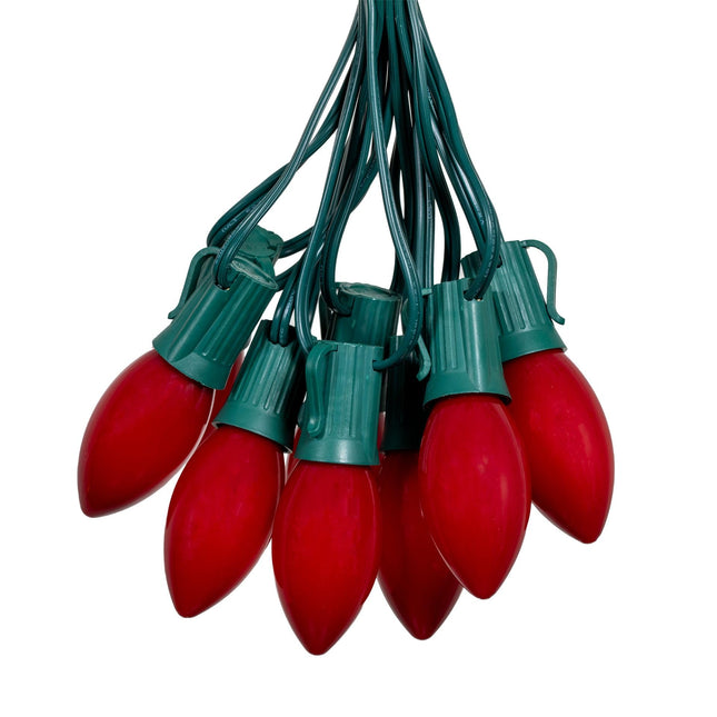 Novelty Lights 25FT C9 LED Ceramic Plastic Christmas Lights (25 Bulbs) Novelty Lighting, C9 Christmas Lights Outdoor (Red)