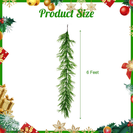 6 Feet Christmas Garland, Natural Touch Garland Artificial Pine Greenery Garland for Indoor Outdoor Home Fireplace Staircase Christmas Decorations