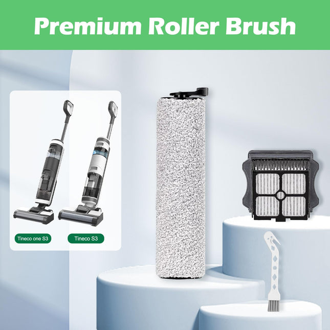 Brush Rollers And Filters For Tineco Ifloor 3 And Ifloor One S3 Cordless Wet Dry Vacuum Cleaner,Accessories Kit Inclue 4 Hepa Filters & 4 Brush Rollers