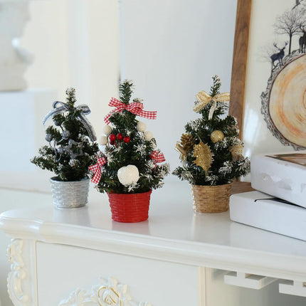 alfyng 3pcs Mini Tabletop Christmas Tree, 7.87 inch Artificial Xmas Pine Tree, Miniature Christmas Tree with Basket Base Perfect for Christmas Decorations, Home, Kitchen, Dining Table