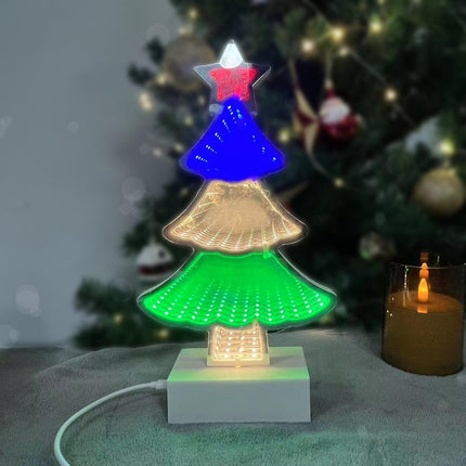 Table Top Christmas Tree,Infinity Christmas 3D Tree Decor, USB Or Battery Operated Small Christmas Light Up Tree Decor for Christmas Decoration