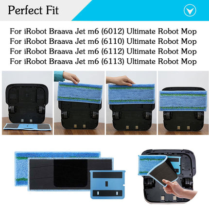 8 Pack d M6 Wet Mopping Pads For Irobot Braava Jet M6 Series 6110 6012 6112 6113 Ultimate Robot Mops, Sticky Design, Detachable, Washable And Reusable M6 Pads Accessories Parts