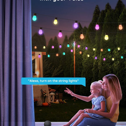 Govee Smart Outdoor String Lights H7021, RGBIC Warm White 96ft (2 Ropes of 48ft) LED Bulbs for Christmas Decorations Outdoor, WiFi Patio Lights Work with Alexa, Google, APP Control, IP65 Waterproof