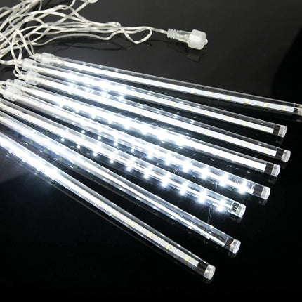 Brightown Meteor Shower Lights Outdoor, 16 Inch 10 Tube 360 LED Icicle Lights,Waterproof Meteor Christmas Lights Outdoor,Hanging Falling Rain Lights for Tree Outside Holiday Christmas Decoration,White