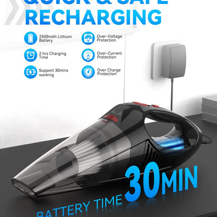 High Power Handheld Vacuum Cordless, Car Vacuum Cleaner Rechargeable,Mini Portable Rechargeable Wireless Vacuum Cleaner