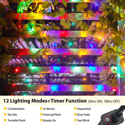 Brightown Outdoor Christmas Net Lights, 12FT x 5FT, 360 LED Waterproof Mesh Fairy Lights with Remote, 8 Modes, Connectable Multi-Color Christmas Lights for Trees, Bushes, Yards, Fences