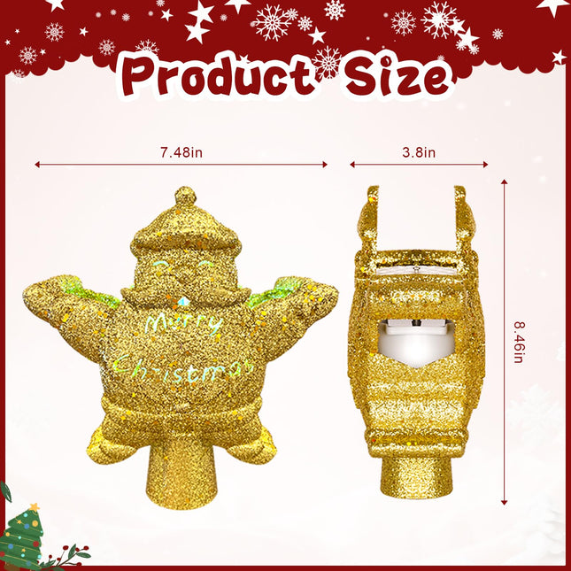 Christmas Tree Topper Decorations - 3D Silver Glittered for Christmas Decoration Snowflake Light Tree Topper with LED Rotating Projector for Holiday Tree Decoration