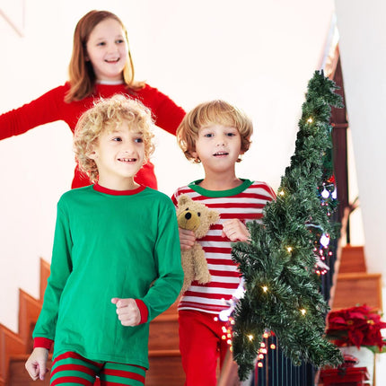 Jutom 1 Piece 9 Feet Christmas Cascading Garland with Lights Christmas Pine Garland Artificial Faux Pine Greenery Garlands Realistic Lighted Garland for Door Mantel Fireplace Stairs Indoor Outdoor
