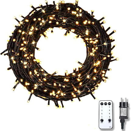 Christmas String Lights Plug in, 98Ft 200LED Twinkle String Lights with Remote 8 Modes Fairy Lights Waterproof for Outdoor Indoor Tree Garden Yard Wall Christmas Decor (Warm White)