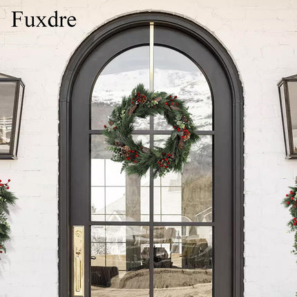 Christmas Wreath 16 Inch, Christmas Door Wreath with Pine Needles, Berry and Eucalyptus, Christmas Wreaths for Front Door Decor for Wall, Window or Mantel
