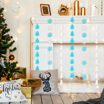 8 Pack Glitter Snowflake Snowman Hanging Banner Garlands for Winter, Christmas, Winter Wonderland Party Decoration, Frozen Birthday Wedding, Party Supplies Decor and More