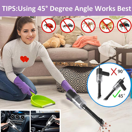 Portable Cordless Handheld Vacuum 9000Pa Dustbuster Wet Dry For Car Office Pet And Home Lightweight Cleaner Insect Spider Stink Bug Cockroach Moth Bee